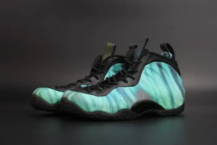 Official Maikesneakers Nike Air Foamposite One Northern Lights Black Green mens 840559-001 0131