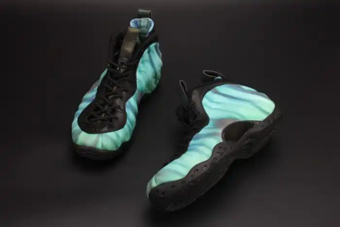 Official Maikesneakers Nike Air Foamposite One Northern Lights Black Green mens 840559-001 0131